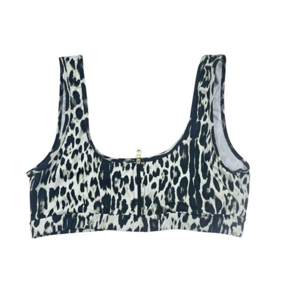 Varley 75N Animal‎ Print Bikini Top Front Zipper Size Large